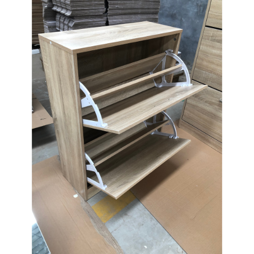 Shoe Cabinet with 2 Flip Drawers, Hidden Wood Shoe Cabinet